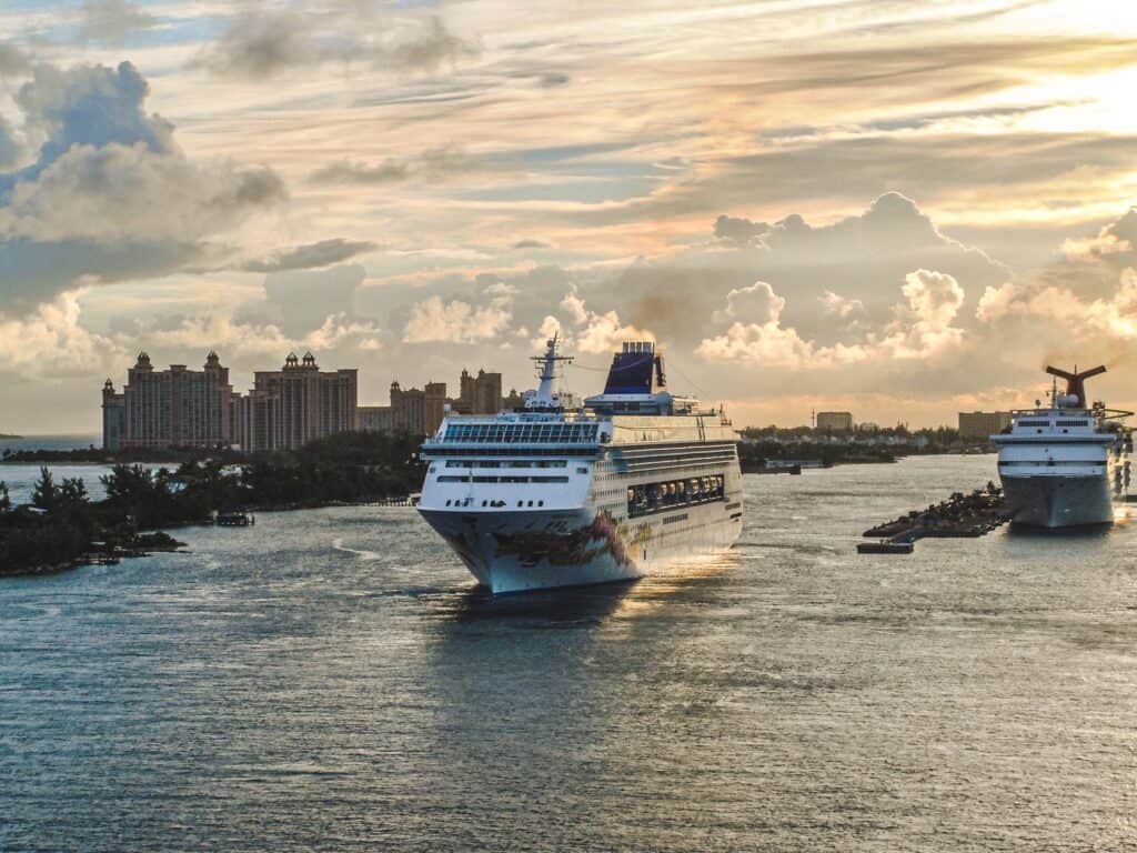 a cruise ship through the channel